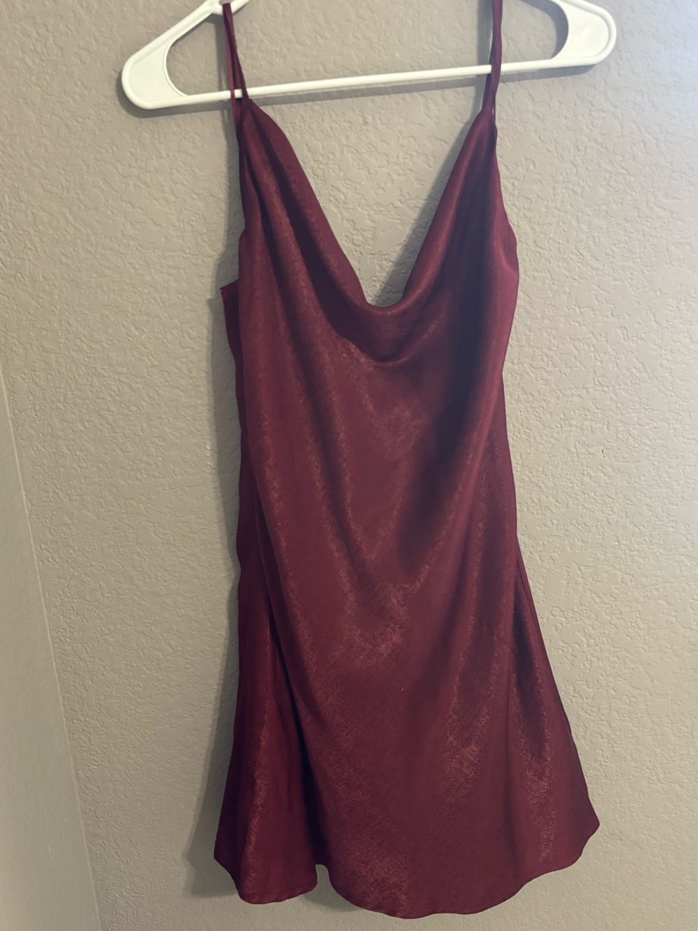 Altar'd State Burgundy Satin Cowl Slip Mini Dress